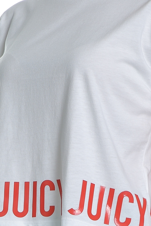 JUICY COUTURE-Γυναικεία κοντομάνικη cropped μπλούζα Juicy Couture λευκή