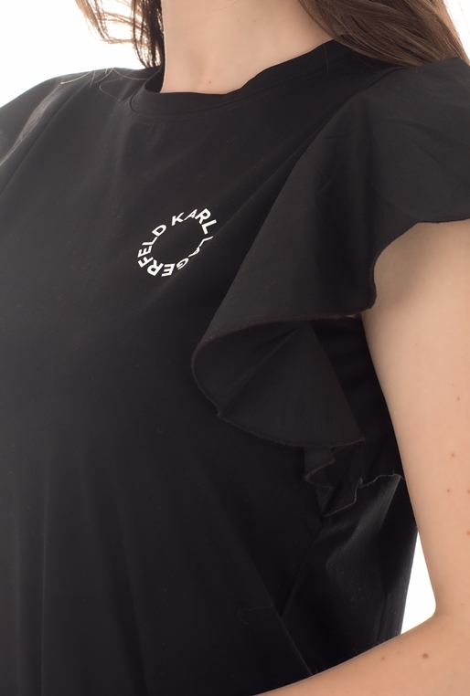 KARL LAGERFELD-Γυναικείο φόρεμα KARL LAGERFELD Ruffle Sleeve μαύρο