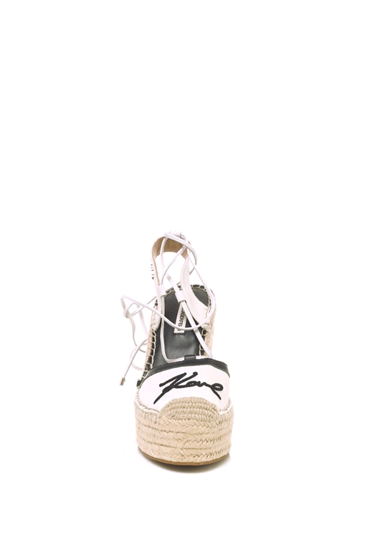 KARL LAGERFELD-Γυναικείες πλατφόρμες Karl Lagerferd λευκές με σχοινί στη σόλα