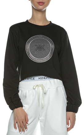 Kendall&Kylie-Bluza crop cu logo K&K brodat