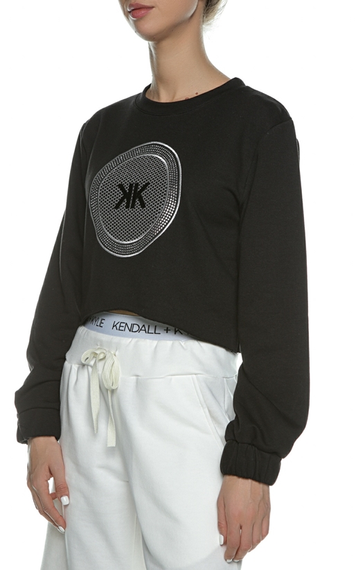 Kendall&Kylie-Bluza crop cu logo K&K brodat