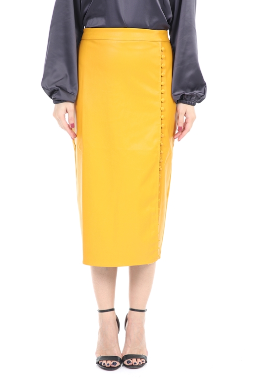 KENDALL+KYLIE-Γυναικεία midi φούστα KENDALL+KYLIE κίτρινη