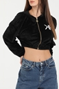 KENDALL + KYLIE-Γυναικεία cropped ζακέτα KENDALL + KYLIE ACTIVE VELVET CROPPED μαύρη