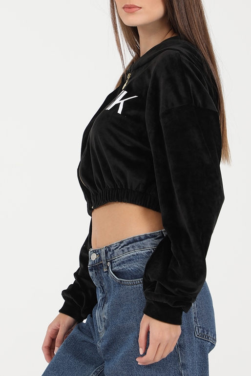 KENDALL + KYLIE-Γυναικεία cropped ζακέτα KENDALL + KYLIE ACTIVE VELVET CROPPED μαύρη