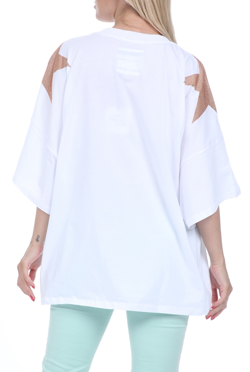 KOSTUMN1-Γυναικεία μπλούζα KOSTUMN1 λευκή χρυσή