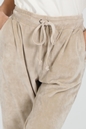LA DOLLS-Γυναικείο cropped παντελόνι φόρμα LA DOLLS VELVET μπεζ