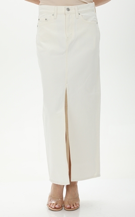 LEVI'S-Γυναικεία μακριά jean φούστα LEVI'S  A75120002 ANKLE COLUMN SKIRT NEUTRALS λευκή