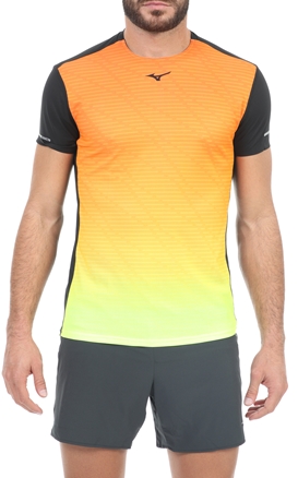 MIZUNO-Ανδρικό αθλητικό t-shirt MIZUNO Aero Tee μαύρο πορτοκαλί