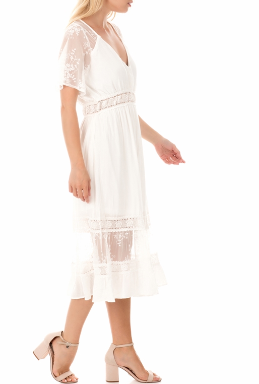 MOLLY BRACKEN-Γυναικείο midi φόρεμα MOLLY BRACKEN λευκό