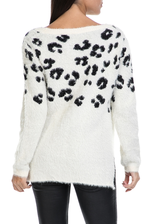 MOLLY BRACKEN-Γυναικείο πουλόβερ MOLLY BRACKEN λευκό-μαύρο  