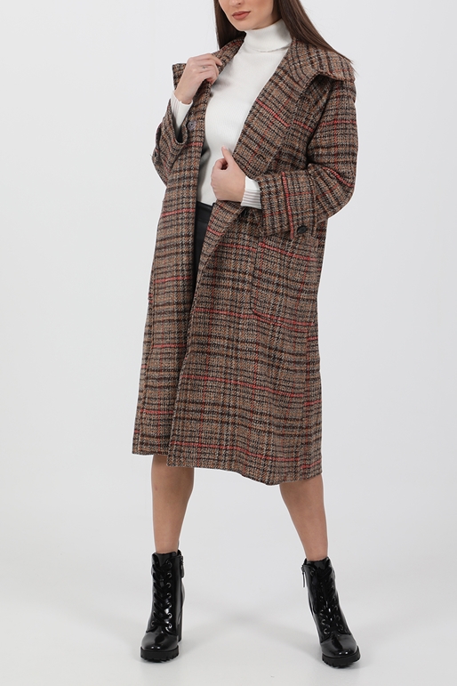 MOLLY BRACKEN-Γυναικείο μακρύ παλτό MOLLY BRACKEN LADIES WOVEN COAT PLV καφέ μπεζ