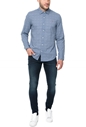 NAPAPIJRI-Ανδρικό μακρυμάνικο πουκάμισο NAPAPIJRI μπλε με μοτίβο 