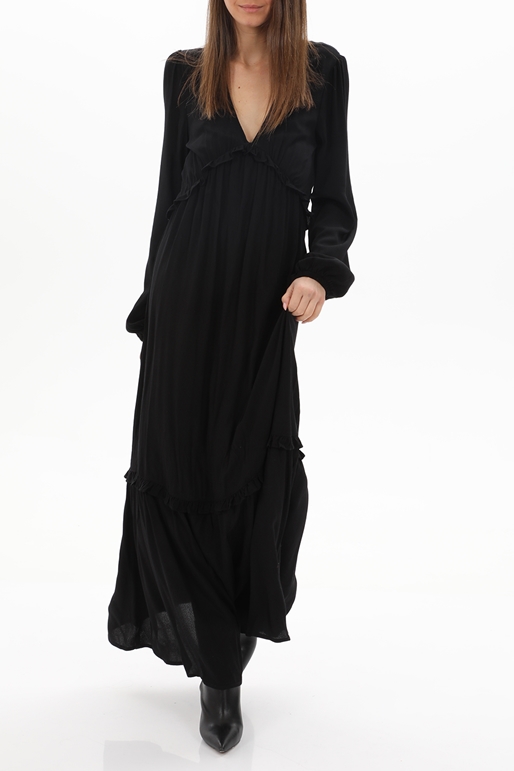 NA-KD-Γυναικείο μακρύ φόρεμα NA-KD NKD.2S1.030.002 NA-KD BALLOON SLEEVE MAXI FRIL μαύρο