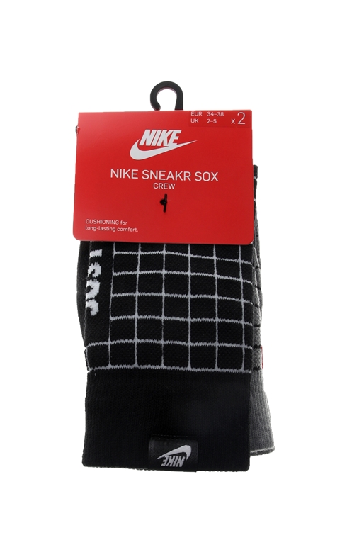 NIKE-Unisex κάλτσες σετ των 2 NIKE SNKR SOX CREW JDI μαύρες γκρι
