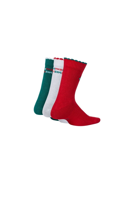 NIKE-Παιδικές κάλτσες σετ των 3 NIKE EVERYDAY CUSH κόκκινες πράσινες λευκές