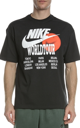 NIKE-Ανδρικό t-shirt NIKE NSW TEE WORLD TOUR μαύρο