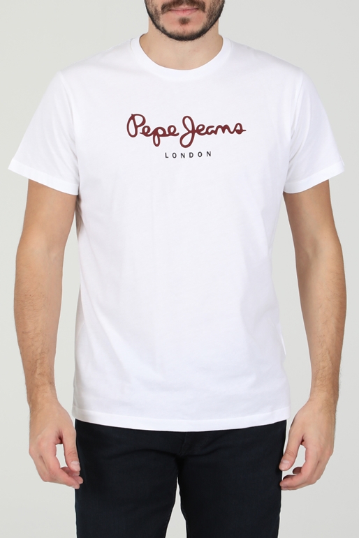 PEPE JEANS-Ανδρική κοντομάνικη μπλούζα PEPE JEANS NOS EGGO λευκή