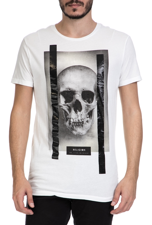RELIGION-Ανδρικό T-shirt SKULL FOIL TEE RELIGION λευκό 