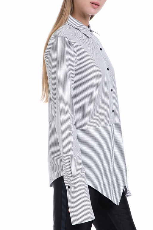 SCOTCH & SODA-Γυναικείο πουκάμισο Cotton shirt with angled hem λευκό