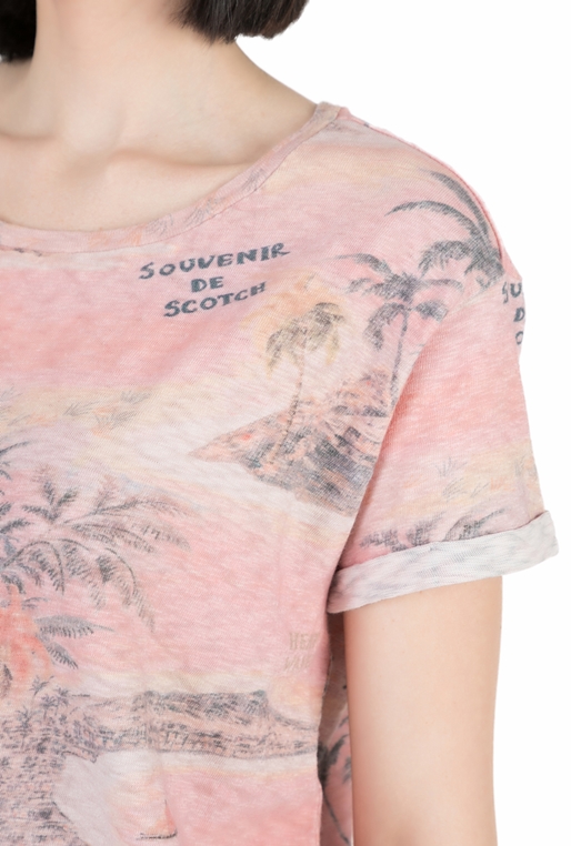 SCOTCH & SODA-Γυναικεία κοντομάνικη μπλούζα SCOTCH & SODA ροζ 