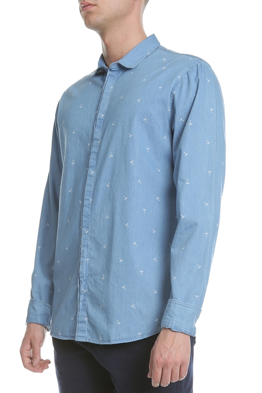 SCOTCH & SODA-Ανδρικό πουκάμισο SCOTCH & SODA Amsterdams Blauw γαλάζιο  