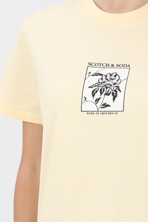 SCOTCH & SODA-Γυναικεία κοντομάνικη μπλούζα SCOTCH & SODA κίτρινη