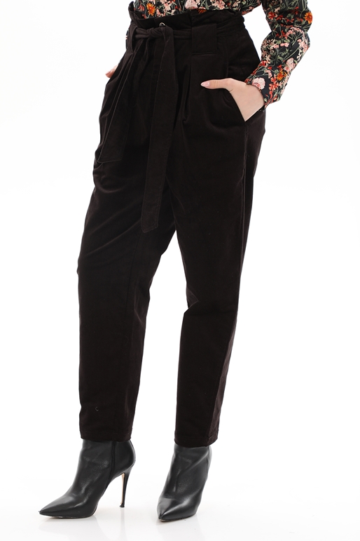 SCOTCH & SODA-Γυναικείο βελουτέ paperbag παντελόνι SCOTCH & SODA168804 Daisy - High rise straight μαύρο