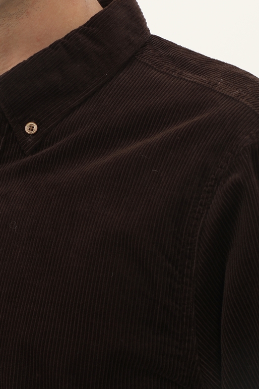 SCOTCH & SODA-Ανδρικό κοτλέ πουκάμισο SCOTCH & SODA 169061 Regular fit- cotton corduroy καφέ