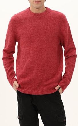 SCOTCH & SODA-Ανδρική πλεκτή μπλούζα SCOTCH & SODA 169254 Soft knit melange κόκκινη