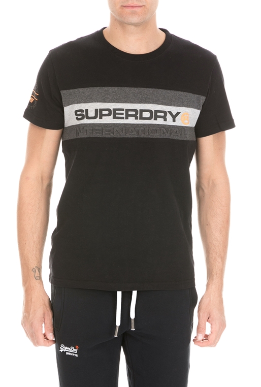 SUPERDRY-Ανδρική κοντομάνικη μπλούζα SUPERDRY TROPHY μαύρη