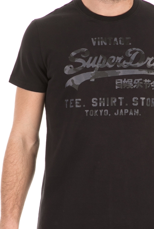 SUPERDRY-Ανδρικό t-shirt SUPERDRY D1 VL SHOP BONDED μαύρο