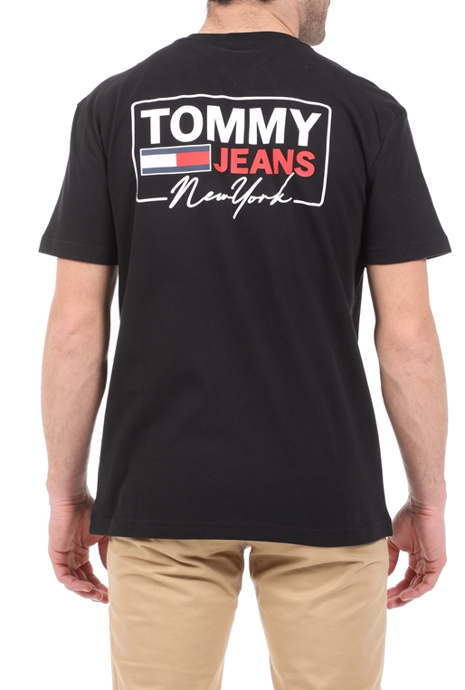TOMMY HILFIGER-Ανδρικό t-shirt TOMMY HILFIGER NY SCRIPT BOX BACK LOGO μαύρο