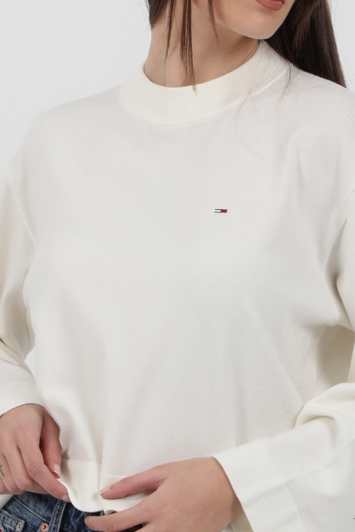 TOMMY HILFIGER-Γυναικείο πουλόβερ TOMMY HILFIGER TJW ESSENTIAL SWEATER λευκό