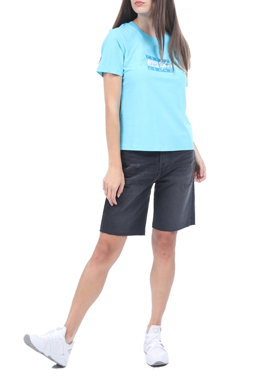 TOMMY HILFIGER-Γυναικείο t-shirt TOMMY HILFIGER REGULAR EMBROIDERED FLAG μπλε