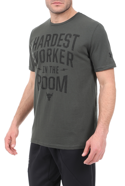 UNDER ARMOUR-Ανδρικό t-shirt UNDER ARMOUR PJT ROCK HARDEST WRKR λαδί