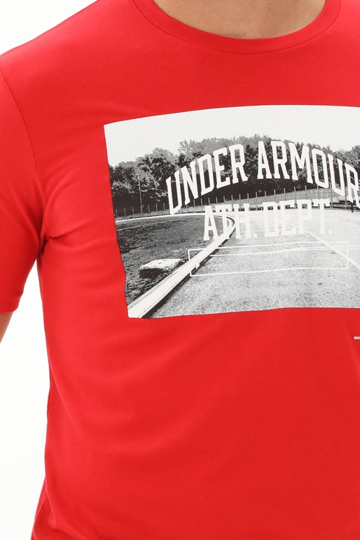 UNDER ARMOUR-Ανδρικό αθλητικό t-shirt UNDER ARMOUR 1370514 7200016520 ATH DEPT κόκκινο