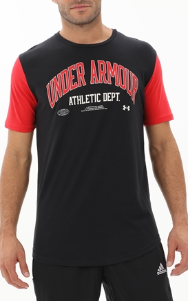 UNDER ARMOUR-Ανδρικό αθλητικό t-shirt UNDER ARMOUR 1370515 7200016530 ATH DEPT CLRBLK μαύρο κόκκινο