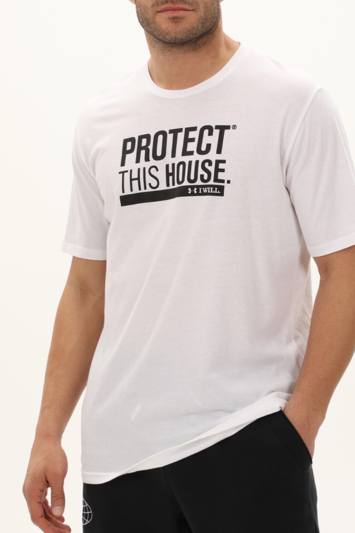 UNDER ARMOUR-Ανδρικό αθλητικό t-shirt UNDER ARMOUR 1379022 UA PROTECT THIS HOUSE λευκό